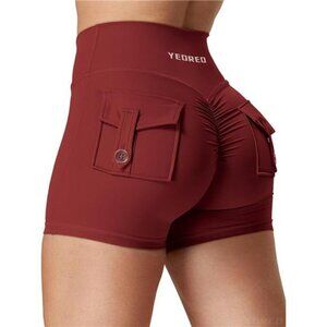 YEOREO Scrunch Workout Shorts High Waist Pocket Biker Yoga Booty Shorts Women